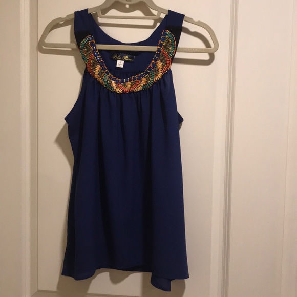 Worn once! Blue Rain Beaded Top - Picture 1 of 3